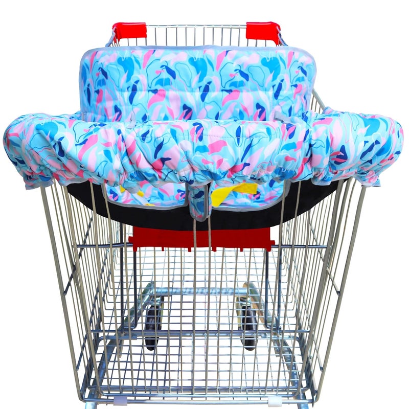 Gowraps 2-in-1 Shopping Cart and High Chair Cover-Grocery Cart Cover for Babies Toddlers Infants Resturant Highchair Cover-Padded Folds to Portable Pouch for Baby Boy Girl (Plants) - Image 1